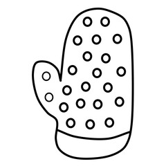 Single comb for dogs in the form of rukavitsyn . Equipment for pet care. Vector sketch in the Doodle style, isolated on a white background.