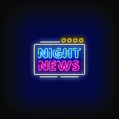 Night News Neon Signs Style Text Vector