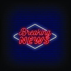 Breaking News Neon Signs Style Text Vector