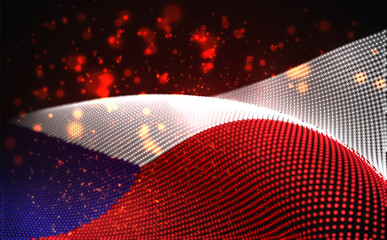 Naklejka premium Vector bright glowing country flag of abstract dots. Czech