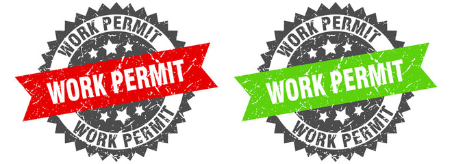 Obraz premium work permit band sign. work permit grunge stamp set