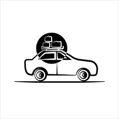 Car Baggage Icon, Baggage On Car Roof