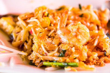 Pad thai shrimp is noodle food Thai Style.