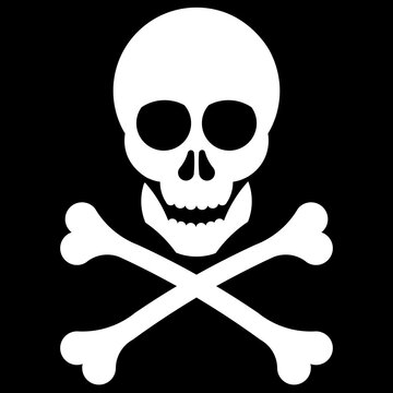 Skull and crossbones are a hazard warning sign. Pirate flag. Jolly Roger.