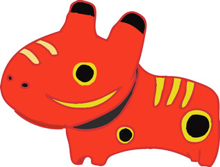 かわいい赤べこのイラスト