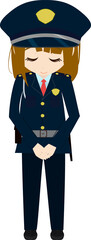 礼をするかわいい女警備員のイラスト