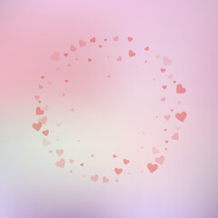 Red heart love confettis. Valentine's day frame fa