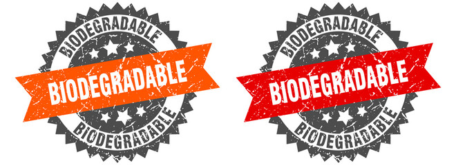 Obraz premium biodegradable band sign. biodegradable grunge stamp set