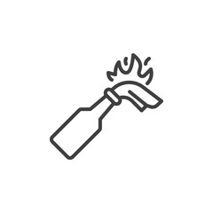 Molotov cocktail bottle line icon. linear style sign for mobile concept and web design. Fire bottle burning outline vector icon. Symbol, logo illustration. Vector graphics