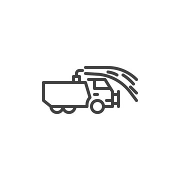 Water cannon truck line icon. linear style sign for mobile concept and web design. Police water truck outline vector icon. Symbol, logo illustration. Vector graphics