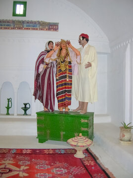 Guellala, Djerba, Tunisia - December 31, 2007: People going to Museum De Guellala