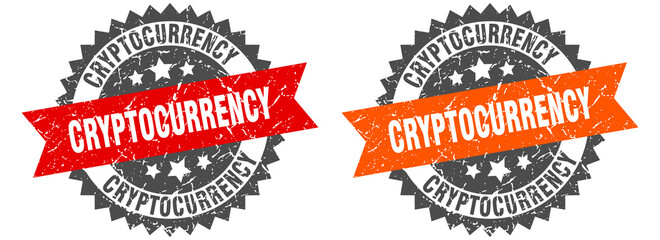 cryptocurrency band sign. cryptocurrency grunge stamp set