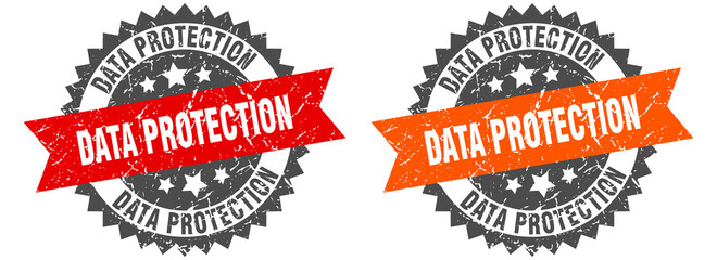 Obraz premium data protection band sign. data protection grunge stamp set
