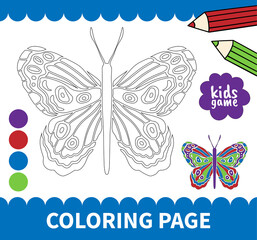 Children board game for preschoolers and primary school students worksheets,kindergarten.Page for kids educational book.Cute insrct butterfly