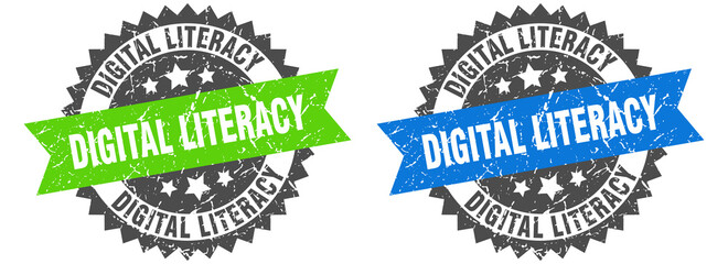 digital literacy band sign. digital literacy grunge stamp set