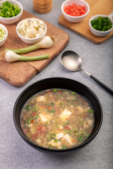 hot vegetable soup in a bowl