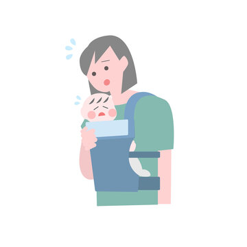 赤ちゃんを抱っこ紐を使ってだっこするお母さんイラスト素材 Stock Vector Adobe Stock