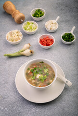 hot vegetable soup in a bowl