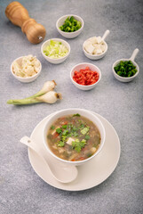 hot vegetable soup in a bowl