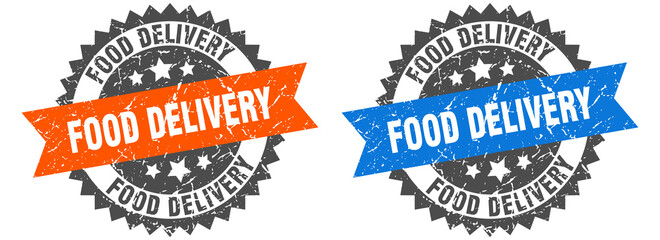 Obraz premium food delivery band sign. food delivery grunge stamp set