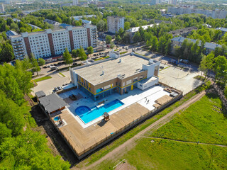 Aerial view of the wellness complex with swimming pool (Kirov, Russia)