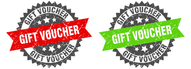 Obraz premium gift voucher band sign. gift voucher grunge stamp set