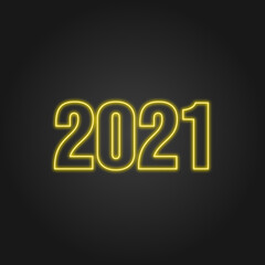 neon numbers 2021. New year 2021. Neon sign.
