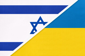 Israel and Ukraine, symbol of national flags from textile.