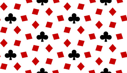 Seamless pattern with Playing card suits. Diamonds, Clubs. Endless background. Vector illustration.
