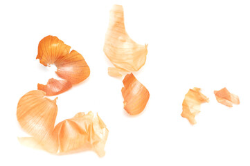 Onion peel isolated on white background.
