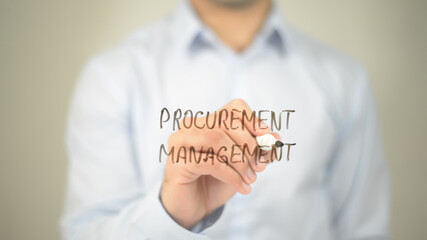 Procurement Management  , man writing on transparent screen