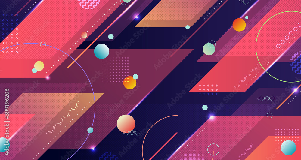 Poster abstract geometric pattern design of colorful pattern tech style artwork background. vector illustra