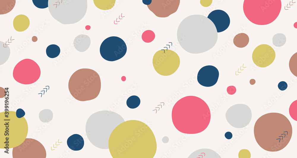 Poster abstract colorful doodle circle pattern of geometric drawing element design background. illustration