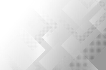 Abstract square gradient white and gray halftone design pattern decorative. Overlapping of elements geometric style on clear white space background. illustration vector
