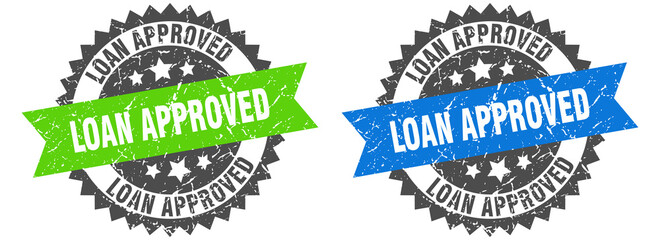 Obraz premium loan approved band sign. loan approved grunge stamp set
