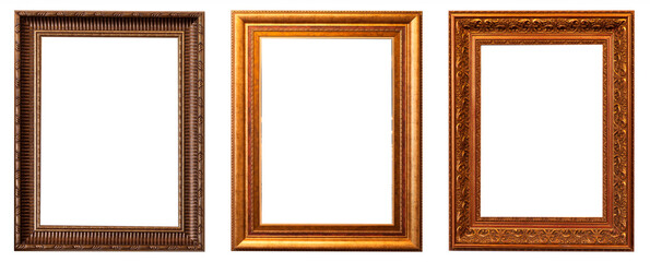 Frames picture baguettes isolated on white background set.