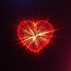 Blue heart. Valentine's day. Beautiful holiday animation - high technology. 