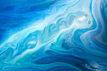 Abstract Blue Acrylic pour Liquid marble surfaces Design.