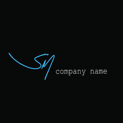 Initial sm beauty monogram and elegant logo design