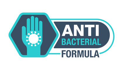 Antibacterial formula - stop sign with hand, virus