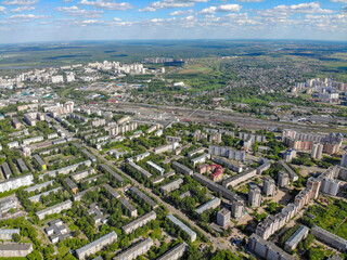Fototapeta na wymiar Aerial view of the city of Kirov from a great height (Russia)
