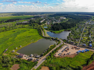 Aerial view of two ponds (Kirov, Russia)