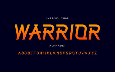 Warrior alphabet fonts. Typography for a sports team, poster, banner, etc. Vector element or template A to Z