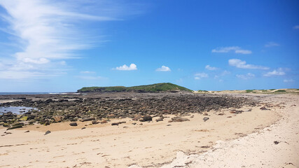 Moonee Beach Near Catherine Hill Bay New South Wales Australia, with Ocean Waves crashing over the rocks