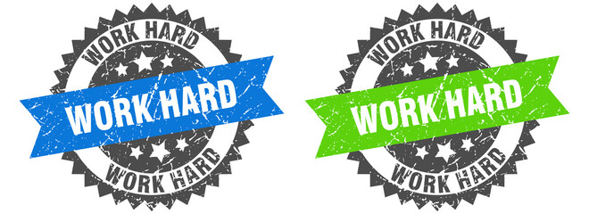 Obraz premium work hard band sign. work hard grunge stamp set