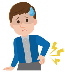 腰痛　体の不調　男性　イラスト