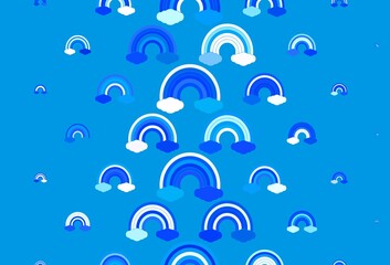 Obraz premium Light Blue, Green vector texture with rainbows, clouds.