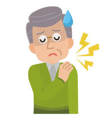 肩こり　高齢男性　体の不調　イラスト