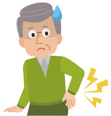 腰痛　体の不調　高齢男性　イラスト