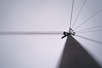 Phone and electrical lines come from left side of the pole and distributing all over the...